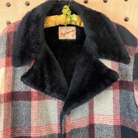 vintage wool blend plaid coat - Picture 4 of 5